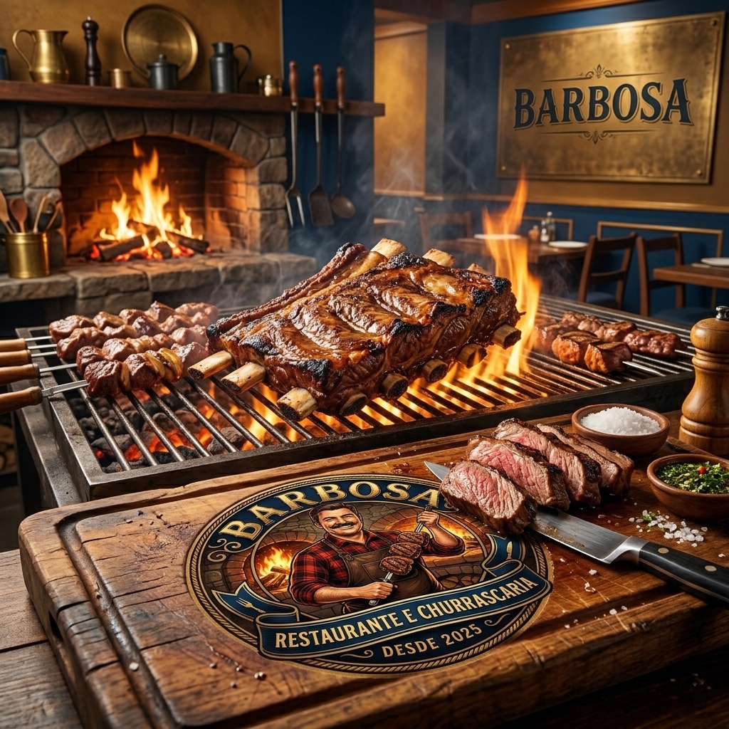 Churrasco na brasa do Barbosa Restaurante em Guaratinguetá SP